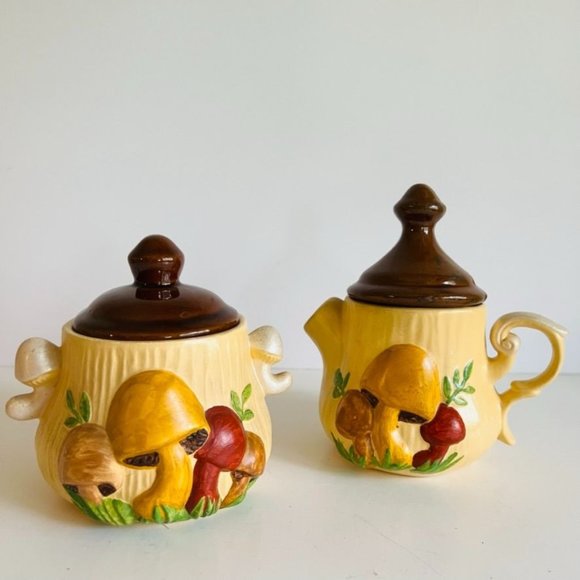 Vintage Other - Handmade Vintage Painted Mushroom Tea Pot Set